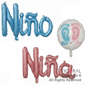 SET DE GLOBOS METALIZADO NI�O O NI�A 3 UNIDADES X 1